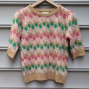 Soft Cute 3/4 Sleeve Crewneck Sweater Indie Festive Holiday Colorful Whimsical